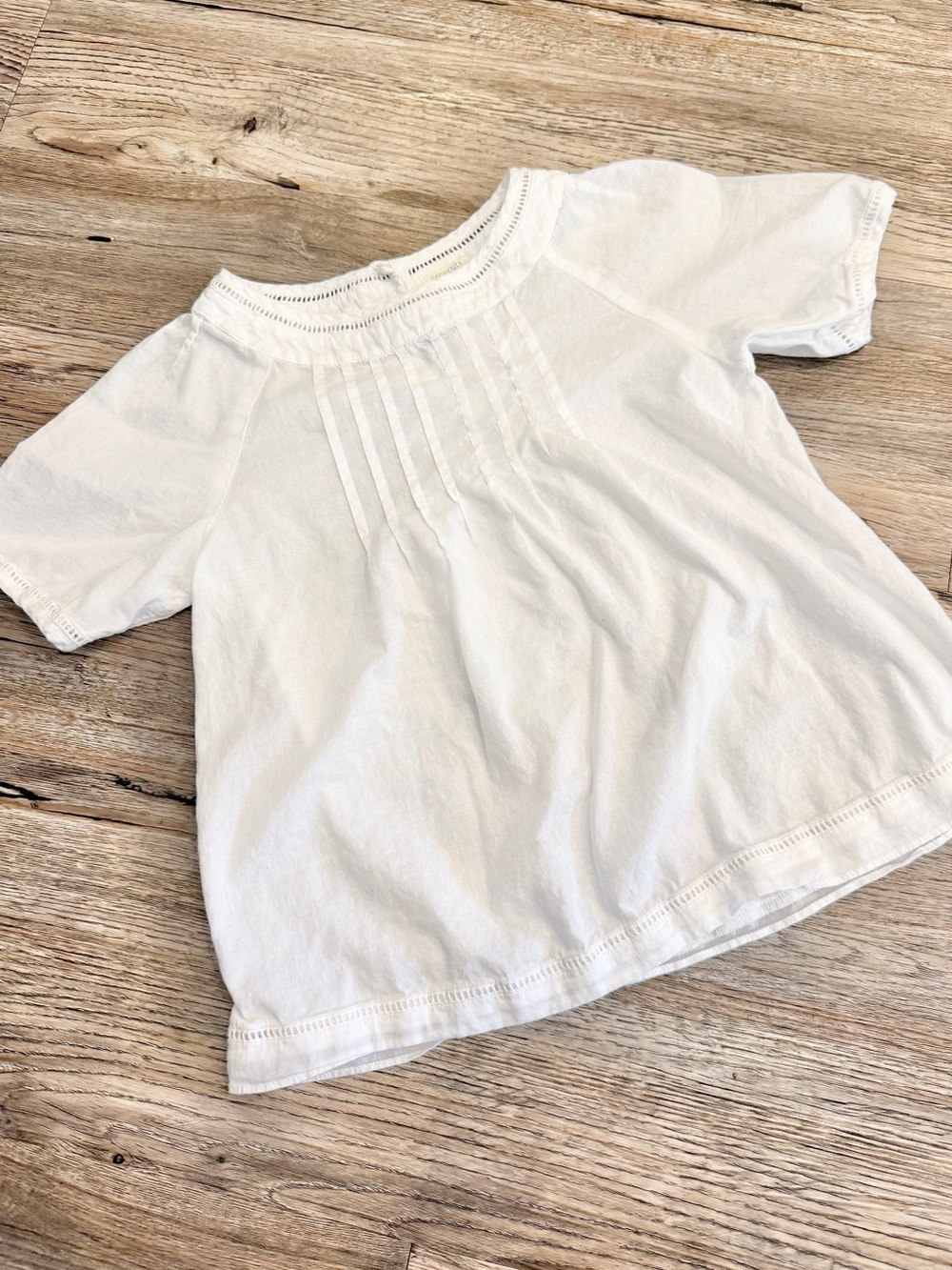 Crewcuts Pintuck Cotton Blouse Top Girls 6 7